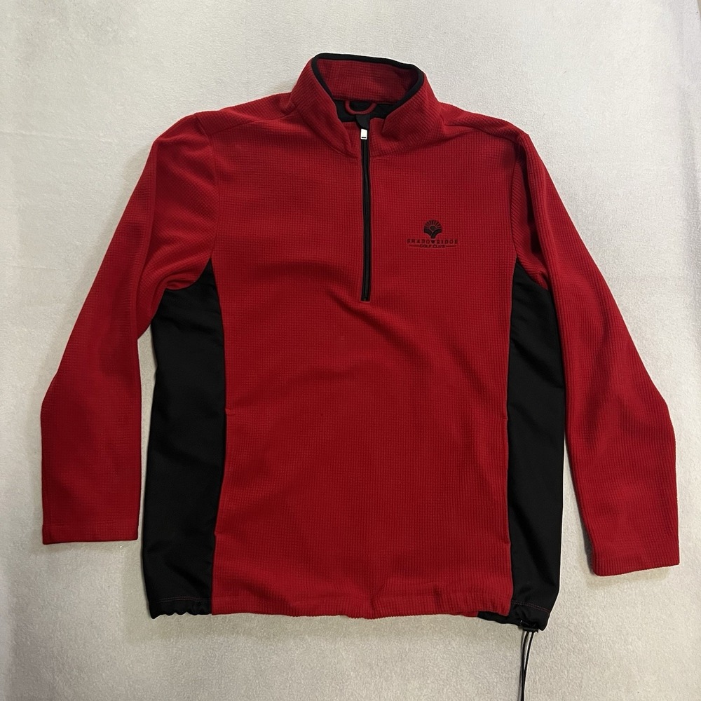 Greg Norman Shadow Ridge Golf Club Micro Grid Fleece Mens Size Large Red 1/4 Zip